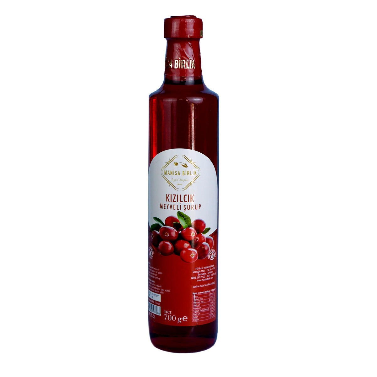 Manisa Birlik Doğal Kızılcık Meyveli Şurup 700 ml Konsantre